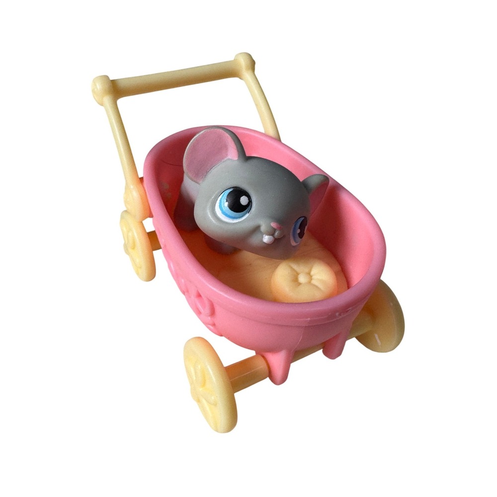 Littlest Pet Shop LPS Grey‎ Mouse #80 Blue Eyes And Pink Feet Hasbro